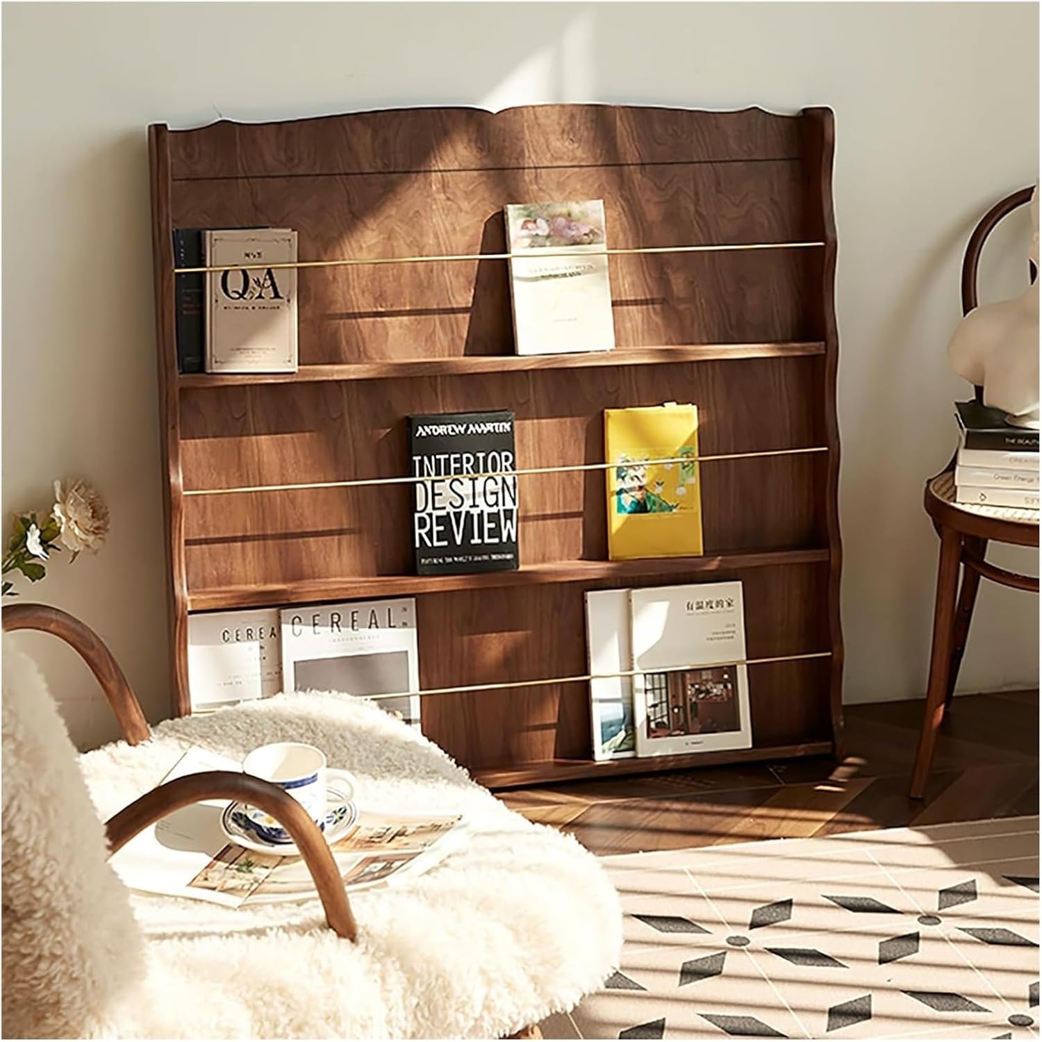 Magazine Rack,Book Display Rack, Open Tiers Accommodate Literature of Varying Sizes Magazine Holder for Home Office Bathroom Decor