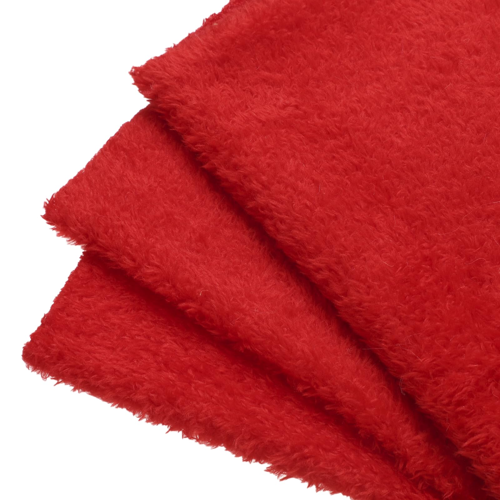 sourcing map Faux Fur Fabric, 50cmx50cm Polyester Curly Plush Fabrics Fluffy Blanket Material Fitting for DIY Sewing Crafts Stuffed Animals Pillows Pet Furniture, Red