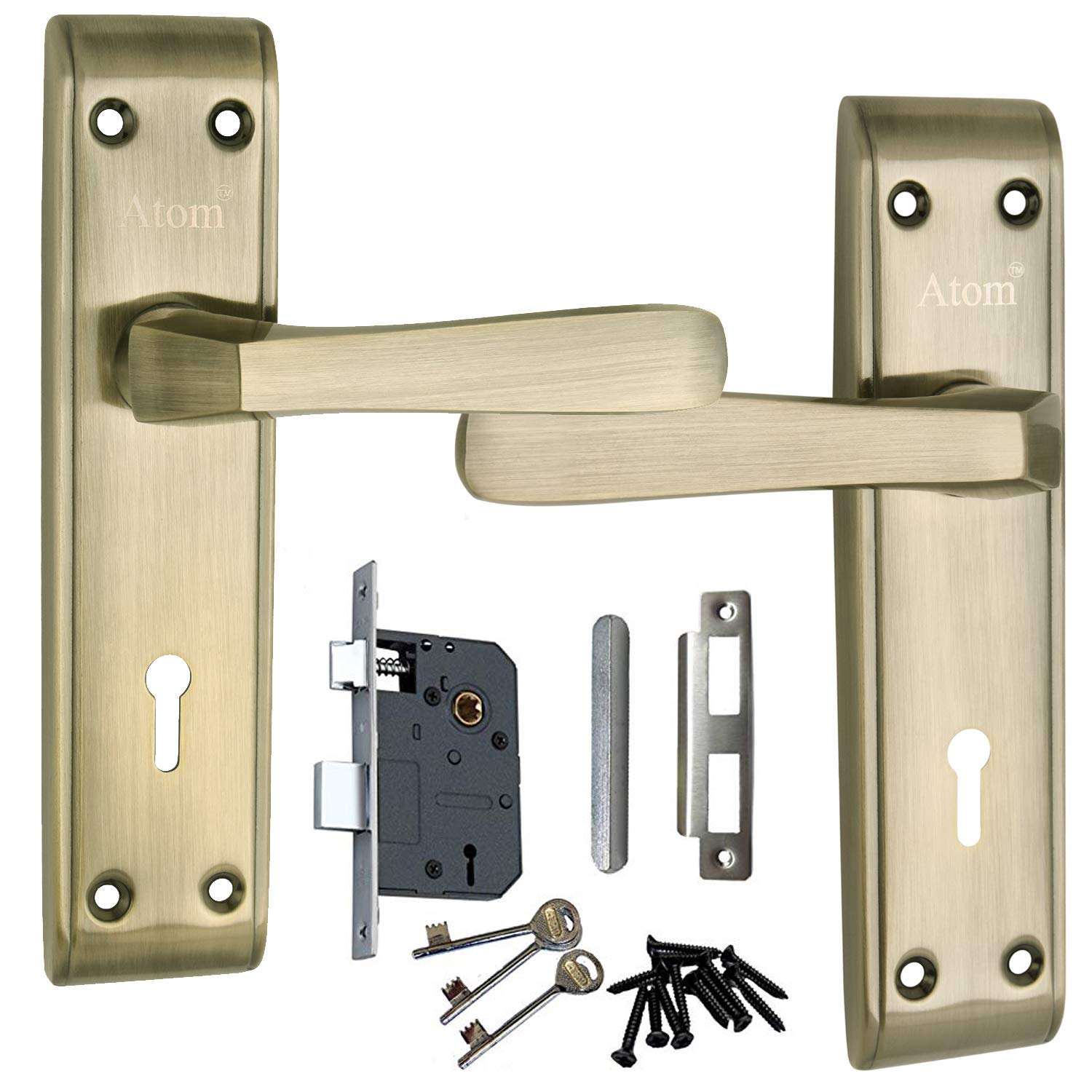 Atom Heavy Duty Mortise Door Lock for Bedroom, Living Room, Main Door, Brass Antique Finish | 3 Keys | 6 Lever Double Stage Lockset for House Hotel Office(1002KY) (B07546MCS8) Amazon Price History, Amazon Price Tracker