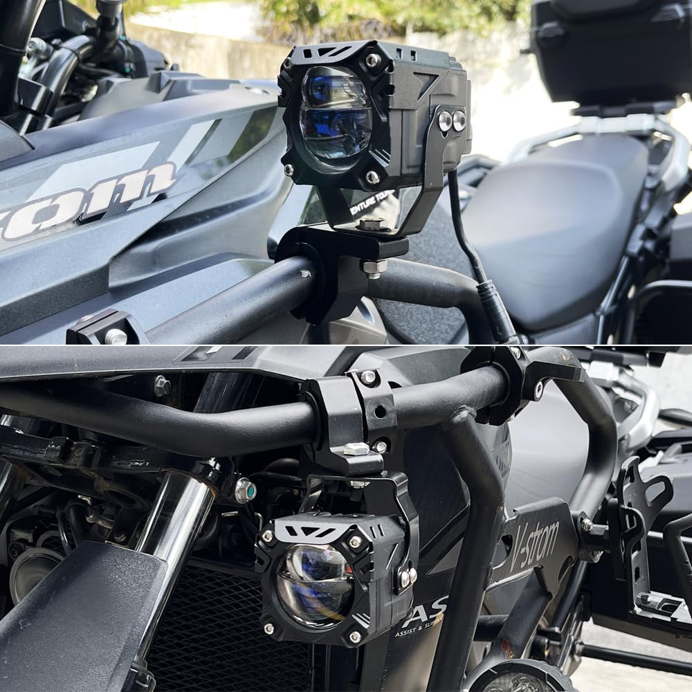 EXZEIT Motorcycle Auxiliary Light Kit, White and Yellow High Low Beam Driving Lights Fog Light, Compatible with Motorcycle ADV ATV UTV Car Truck, 12V/24V