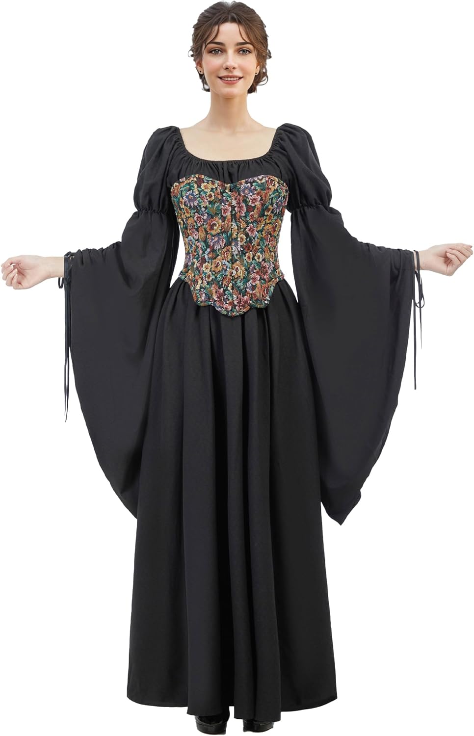 Medieval Renaissance Costume Corset Tops for Women Retro Floral Overbust Boned Bustier Bodice - Image 2