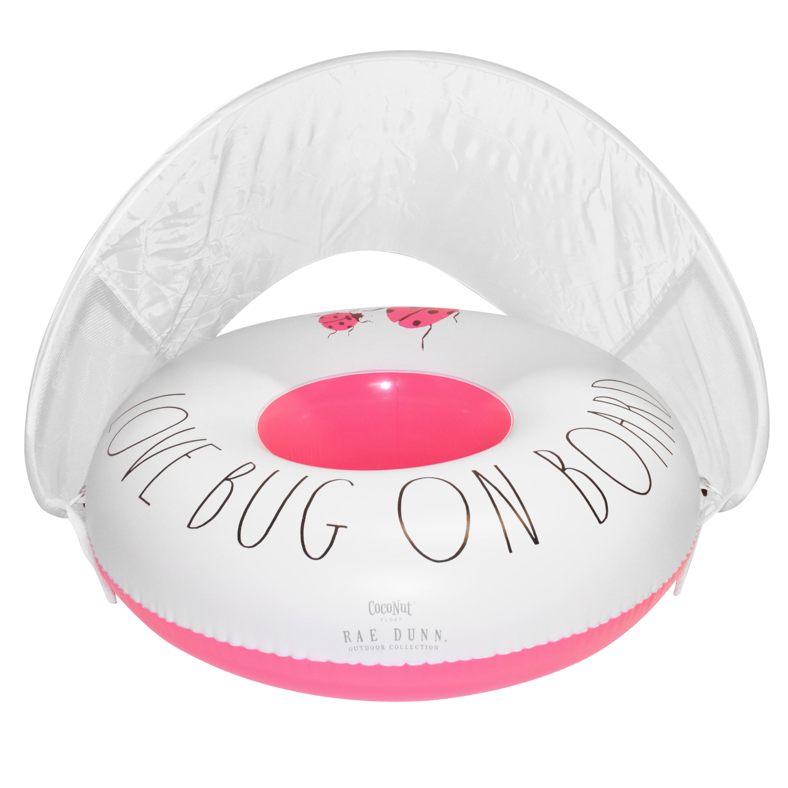 Rae Dunn x CocoNut Float Toddler Float with Canopy - Love Bug on Board Theme - Child Sized Inflatable Raft & Durable Water Toy - Stable Ride-On for Summer Parties & Swim Events