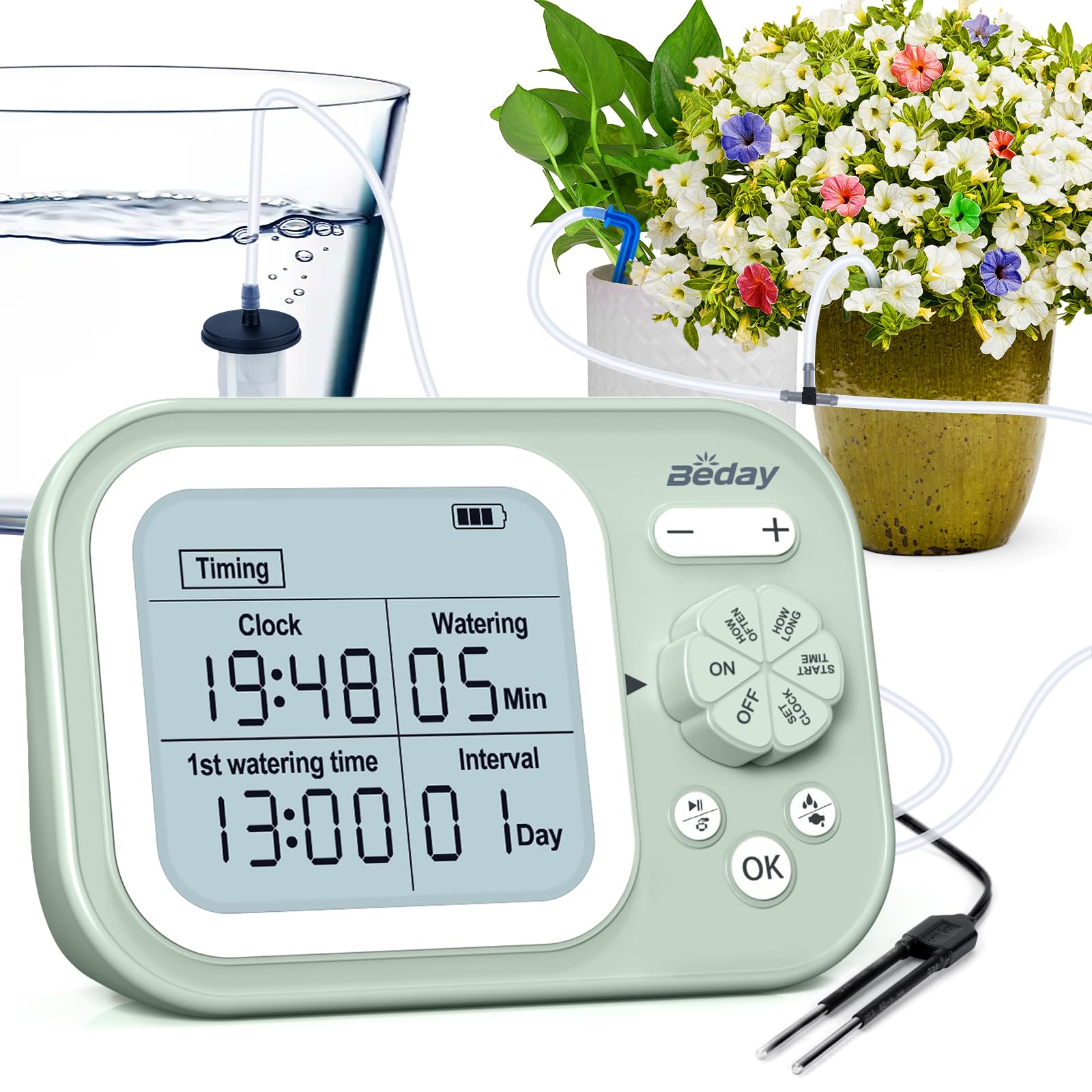 Irrigatore automatico per piante da interno per 15 piante in vaso, sistema di irrigazione a goccia automatico programmabile, irrigazione intelligente per rilevamento umidità, verde