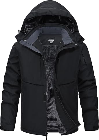 Mens Winter Snow Jacket Waterproof Ski Jackets Snowboard Rain Warm Coat Insulated Hood Fleece Lined