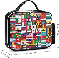 Vista 2 de Bolsa de almuerzo con bandera mundial, reutilizable, aislada, desmontable, de cuero, con asa para preparación de comidas, soporte para picnic