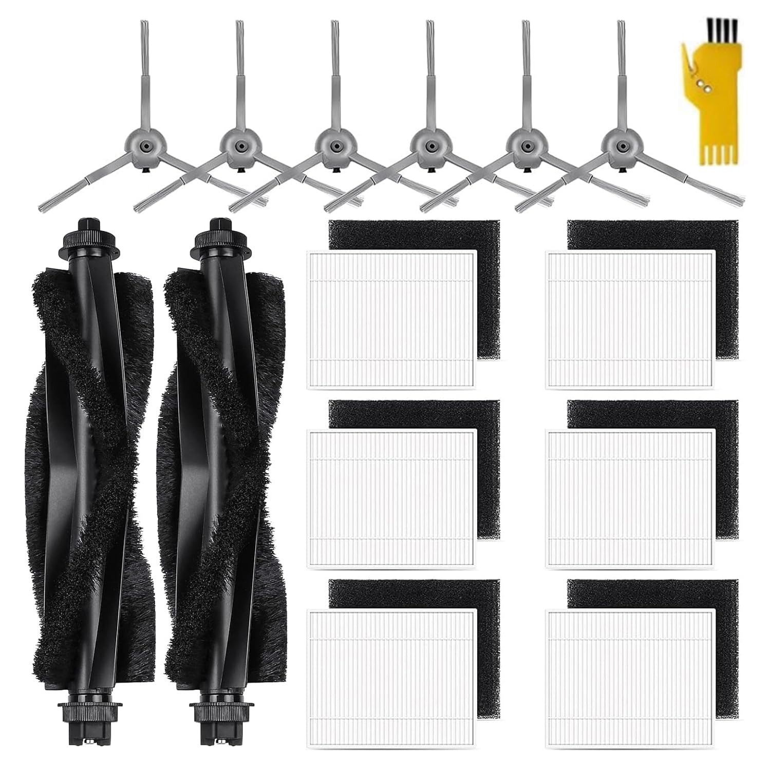 Ersatzteile für eufy L60 & L50 Serie Roboterstaubsauger – Qualitätszubehör für bessere Reinigungsleistung, 2 Rollenbürsten, 6 HEPA-Filter und Schaumstofffilter, 6 Seitenbürsten, 1 Reinigungswerkzeug