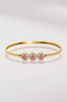 Gold Plated Cubic Zirconia Studded Kada For Women-ZPFK9212