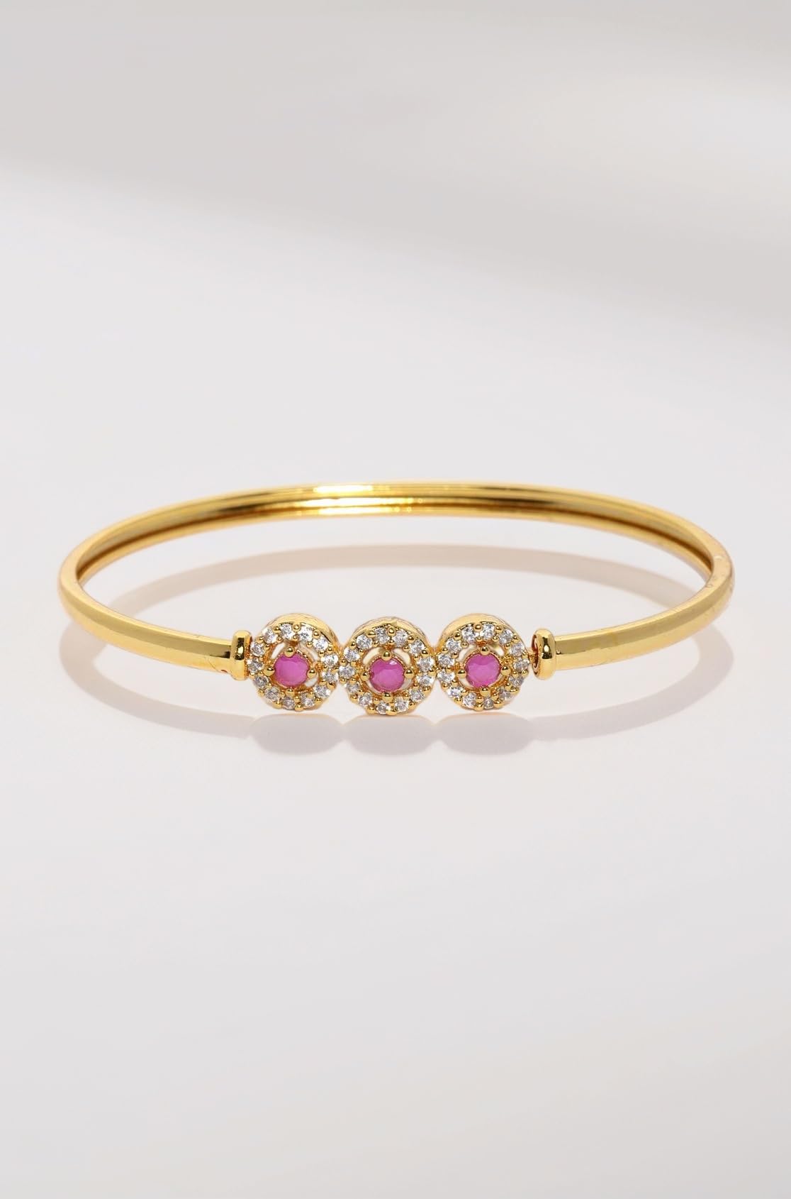 Gold Plated Cubic Zirconia Studded Kada For Women-ZPFK9212