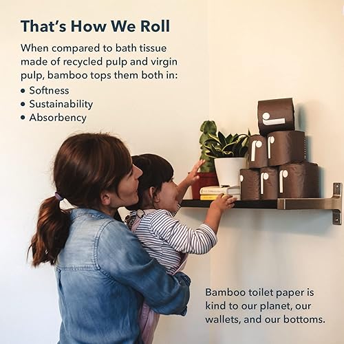 Miniatura 5 de Bulk REEL - Papel higiénico premium, paquete de 2, 48 rollos de papel higiénico, 3 capas hechas de sin árboles, sin embalaje de plástico