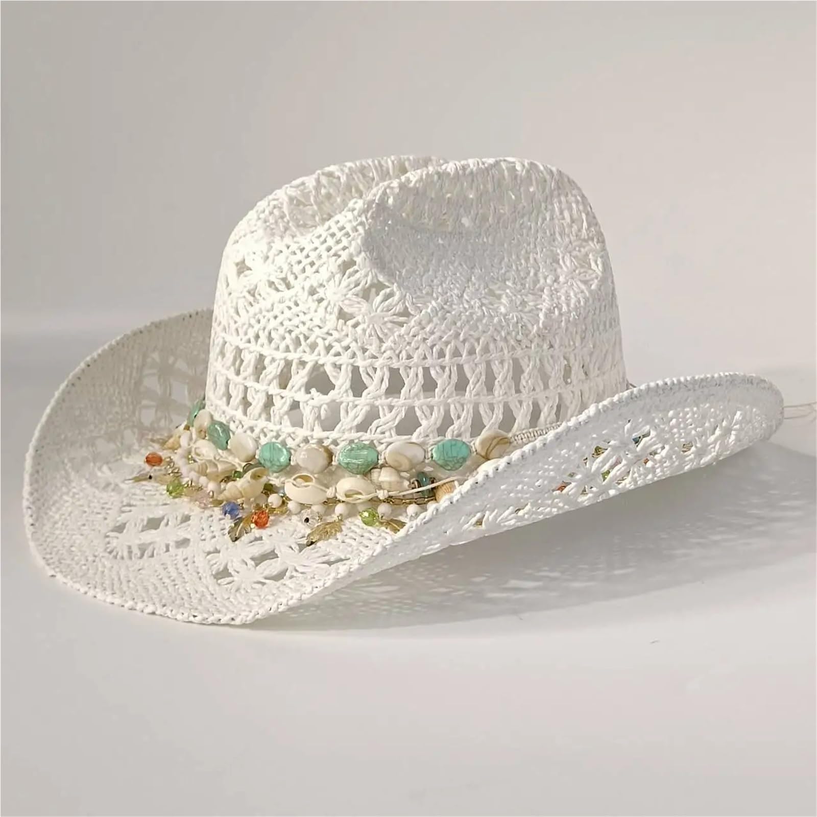 Cappello Paglia Cowboy Cappello da Cowboy Occidentale all'Uncinetto Traspirante