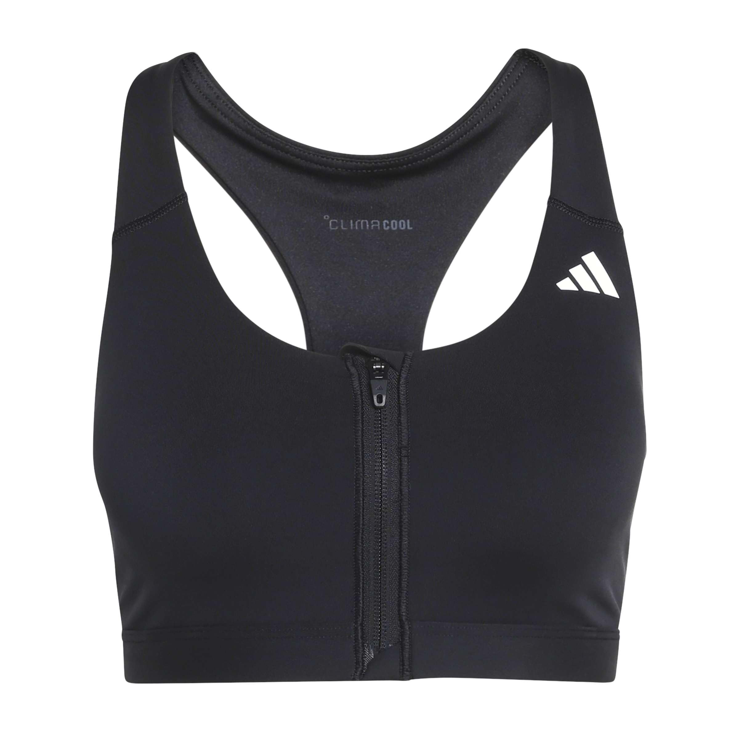 adidas Women's Optime Essentials Workout Zip-Front Medium Support Bra, Black, XS