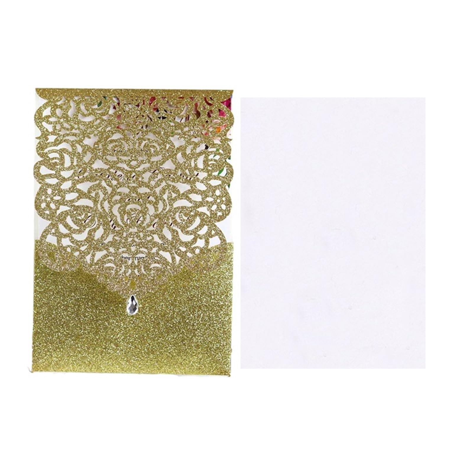 D'Invitation Pour Mariage Carte d'invitation de Mariage en papier pailleté, 25/50 pièces, carte de vœux imprimée en dentelle et diamant, décoration de fête d'anniversaire, de Mariage Pour Les FêTes(Go
