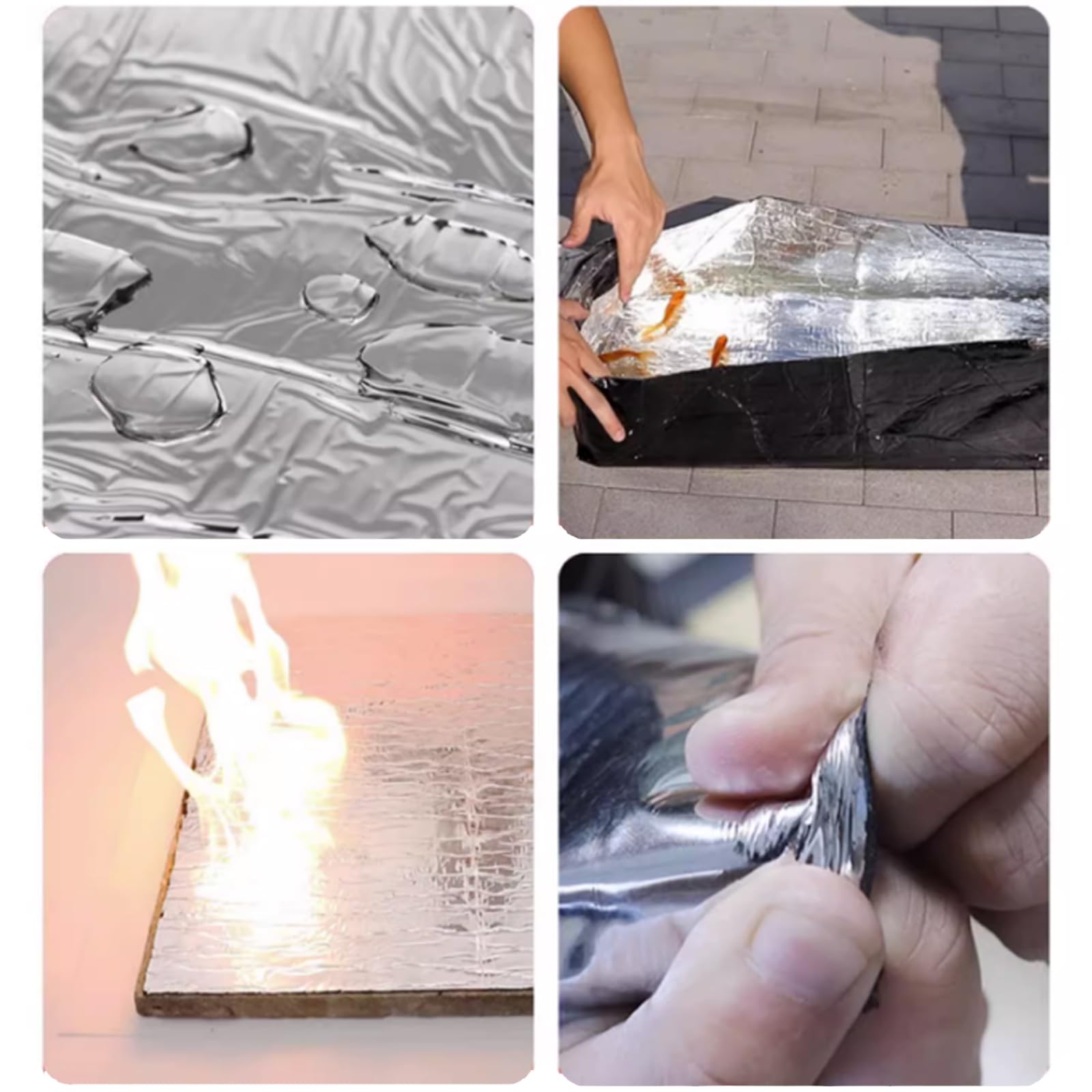 Cinta de Bituminosa Impermeable,Cinta de Sellado Autoadhesiva de Aluminio,Cinta de Reparación,para Fugas de Techo,Huecos de Alféizares,Roturas de Tuberías,Personalizable (0.4x5m)