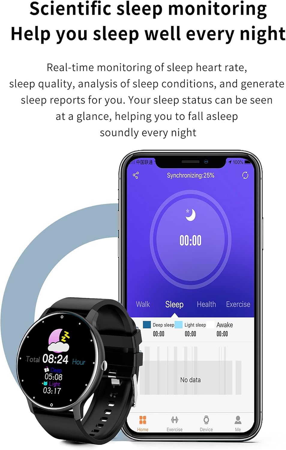 Fitness Watch Smart Watch Blood Pressure Heart Rate Monitor Stopwatch Pedometer Waterproof Fitness Tracker Multi-Sport Mode Sedentary Reminder Full Touch Color Screen Android Bluetooth Watches Black : Clothing, Shoes & Jewelry