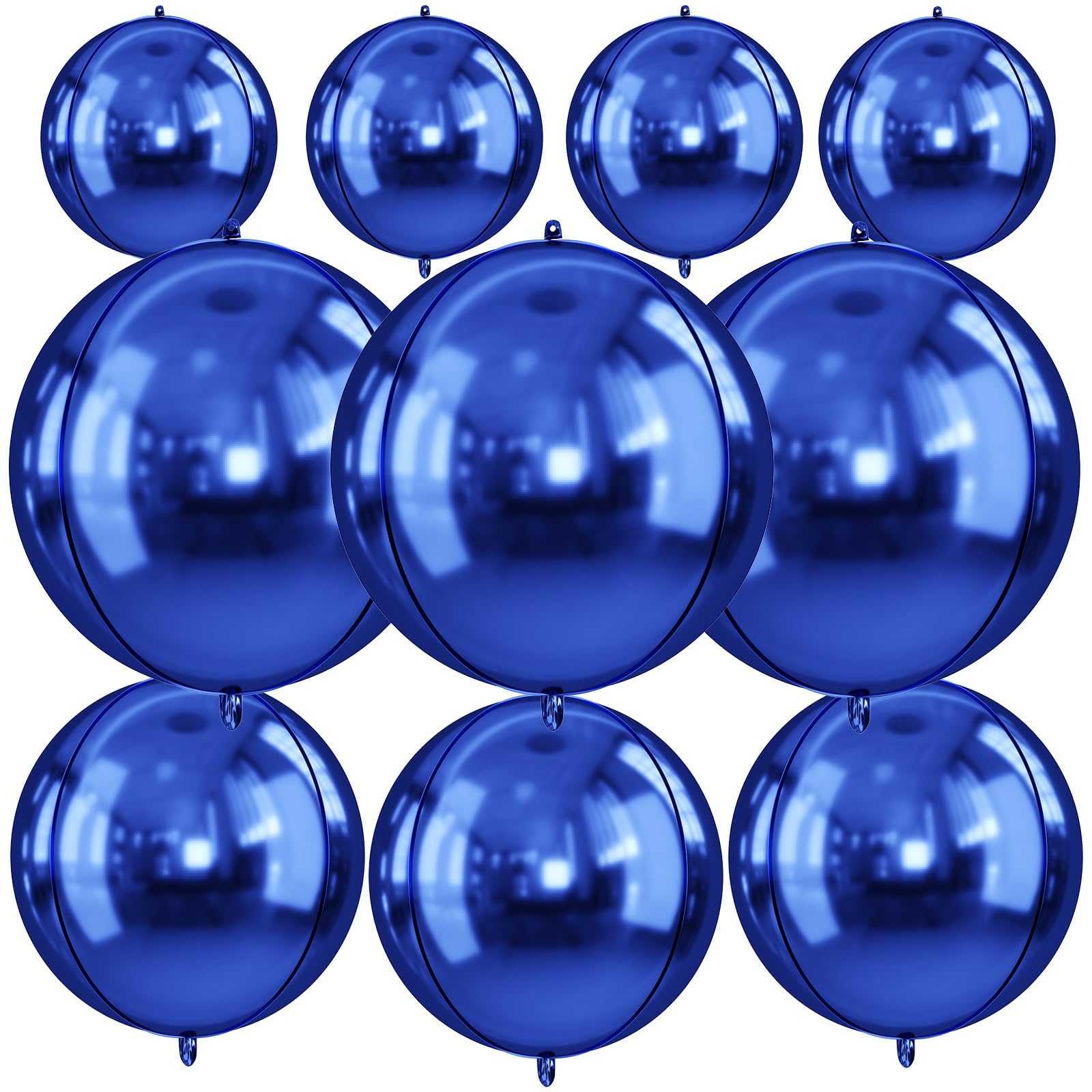 10Pcs Navy Blue Round Foil Balloons, 22" 18" 15" 4D Helium Sphere Balloon, Metallic Navy Blue Foil Baloon for Graduation Birthday Wedding New Year 2026 Disco Anniversary Party Decorations — image 1