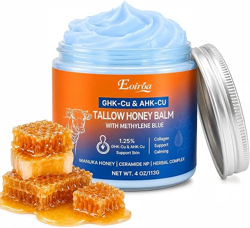 Eoiroa Beef Tallow for Skin, with GHK-Cu Peptide, Natural Tallow and Honey Balm, for Face Moisturizer and Body Skin Balm - 4 Oz