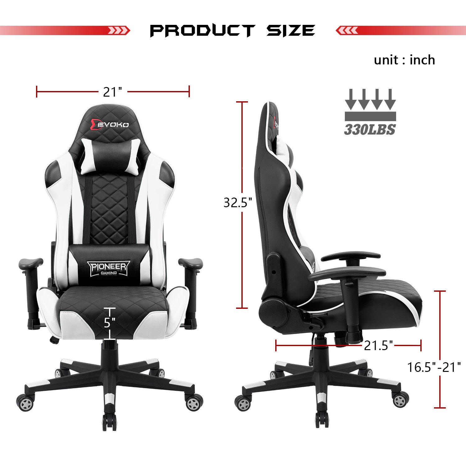 Devoko Gaming Chair Racing Style High Back Computer Chair with