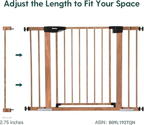 Miniatura 2 de Babelio Extensión de puerta de metal para bebés con patrón de madera, puerta extra ancha para mascotas de 2.75 pulgadas para escaleras y puertas,