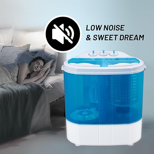 Miniatura 6 de Lavadora portátil, lavadora de doble tina de 13 libras, 2 en 1, mini máquina de lavandería compacta, 9 libras+4 libras, combo de lavadora y