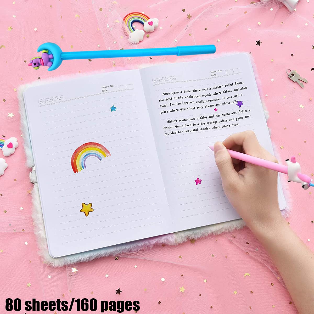 Cahier En Peluche Licorne Pour Filles - Journal Doux, Design Mignon - Pour École, Bureau Ou Loisirs Créatifs