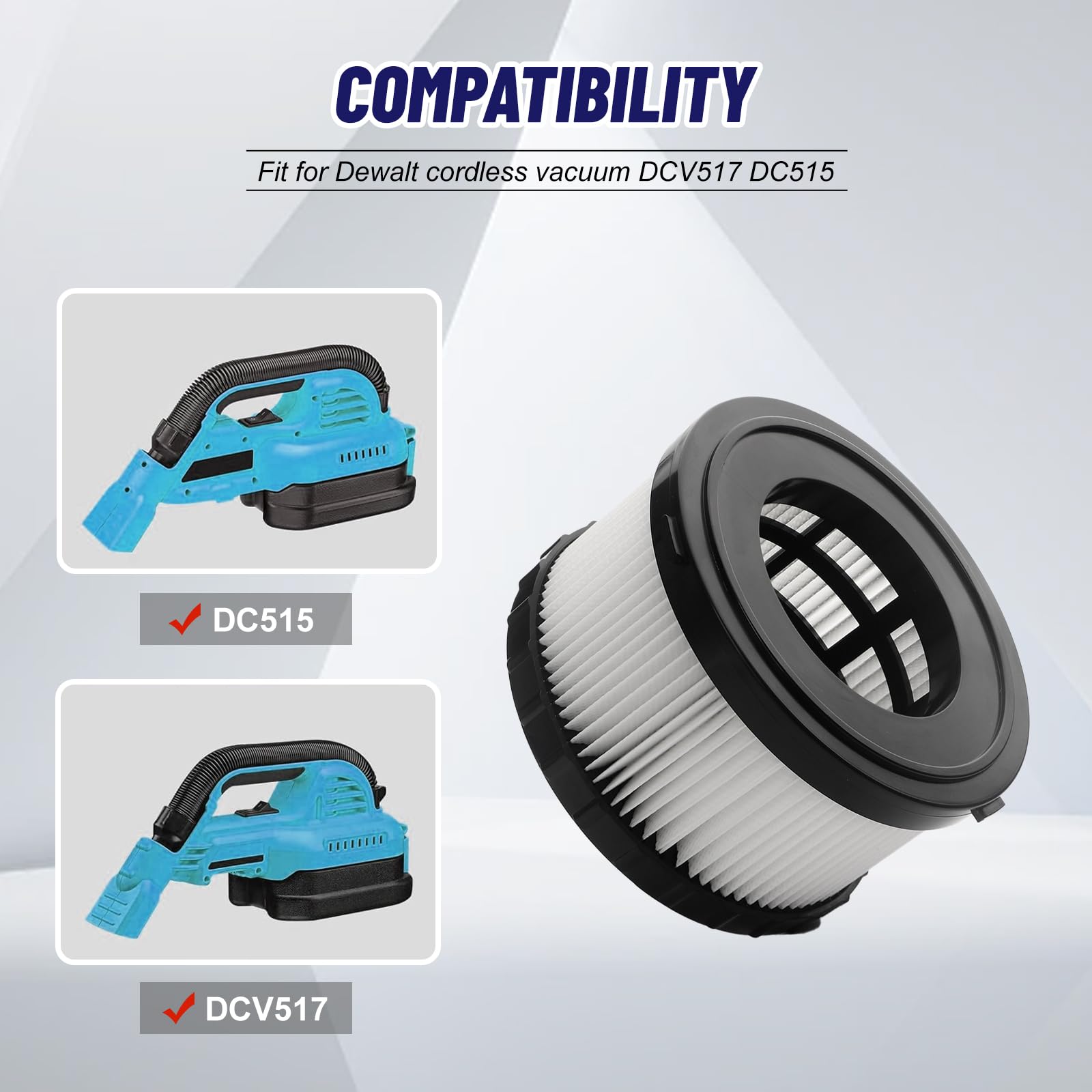 Paquete de 4 filtros HEPA DC5151H de repuesto para aspiradora DEWALT DC5151H DC515 DCV517