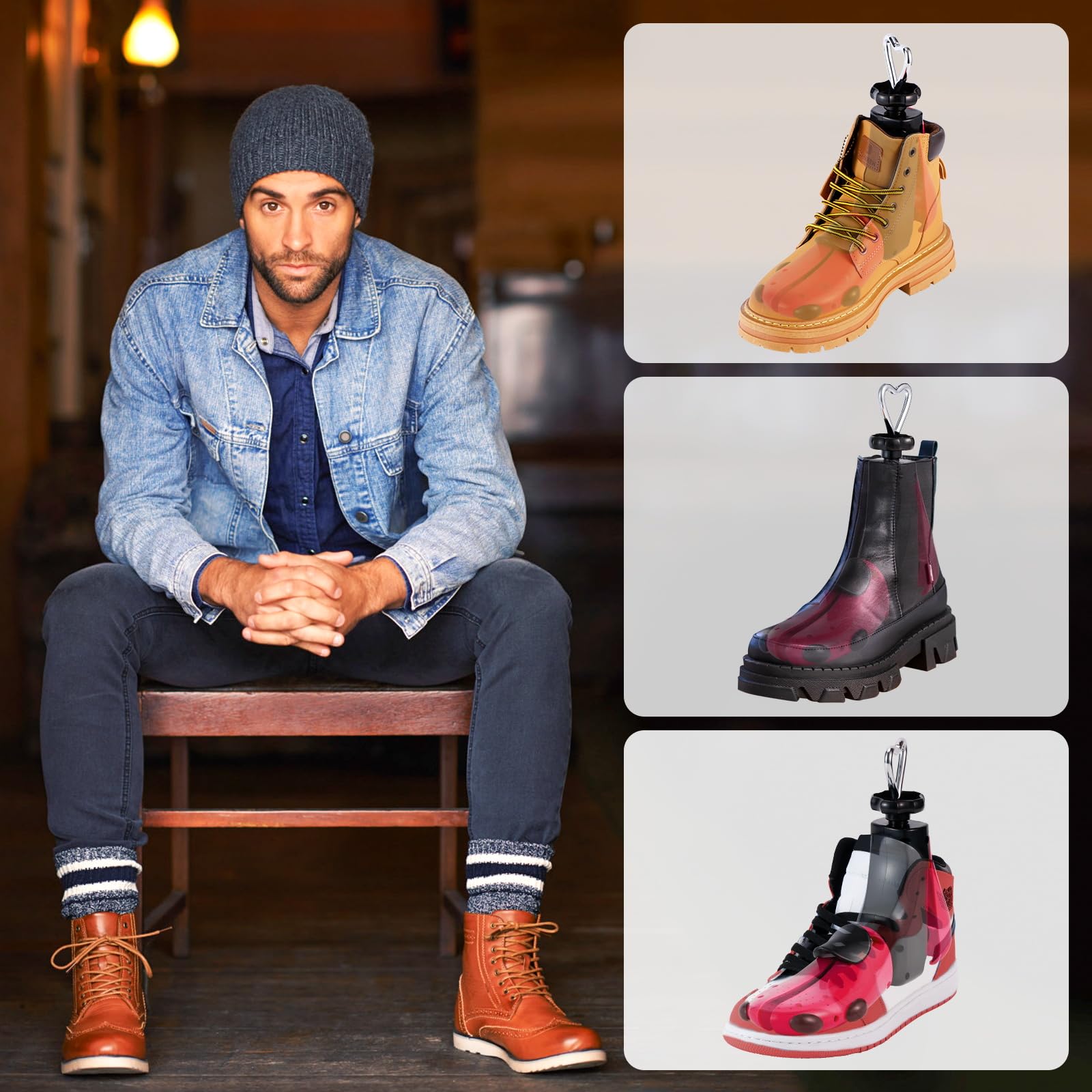 Hormas para Zapatos Hombre Mujer Hormas para Botas, Profesional Ensanchador de Zapatos y Botas, Estirador de Zapatos Ajustable Anchura y Longitud