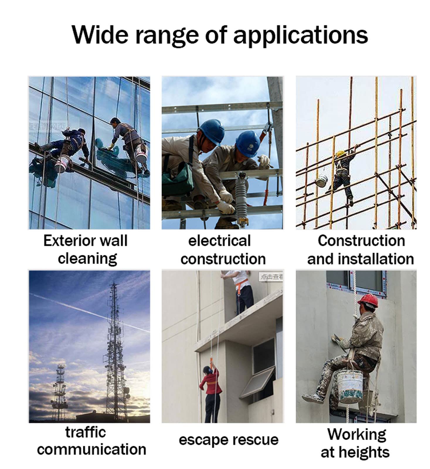 Dispositivo Anticaídas Retráctil, Arnes de Seguridad Anticaídas Cerradura Doble con Cuerda de Seguridad Ignífuga, Equipo de Protección Personal para Andamio Construcción a Gran Altitud, 3-20m(Si