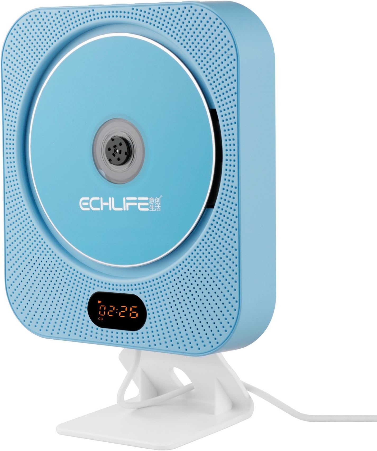 Latest Wall-mounted Bluetooth Hi-Fi CD Music Player with Remote Control, USB and TF Card Input, AUX In and Digital Screen Display - Tenth Generation (Blue)