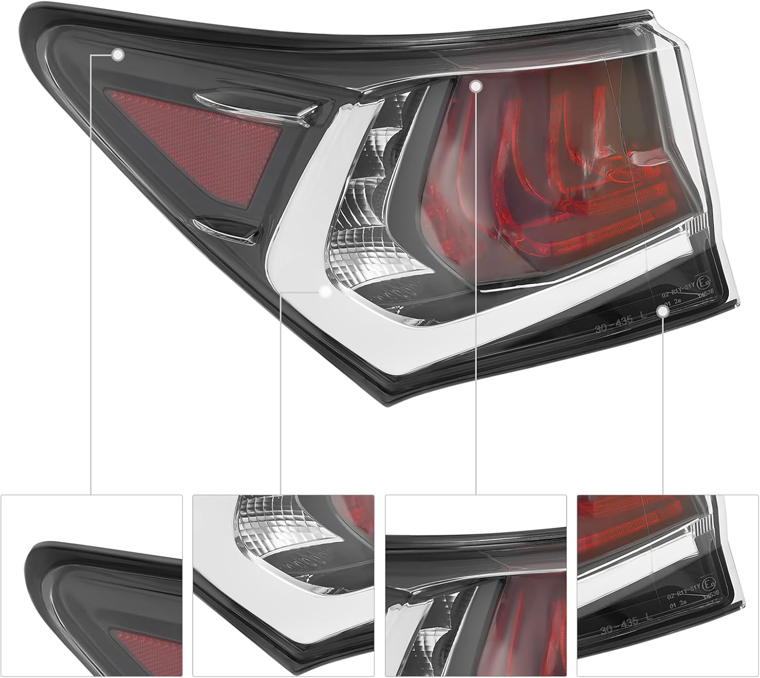 Tail Light Assembly for 2016 2017 2018 2019 2020 for Lexus GS350 GS300 GS250 GS200 GS450 F,Pair LED Rear Brake Lamp,Utility Taillights Replacement,Left Driver +Right Passenger Tail Lamp (Left)