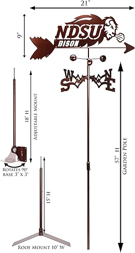 Miniatura 3 de SWEN Products Veleta de bisonte NDSU del estado de Dakota del Norte (montaje ajustable incluido)