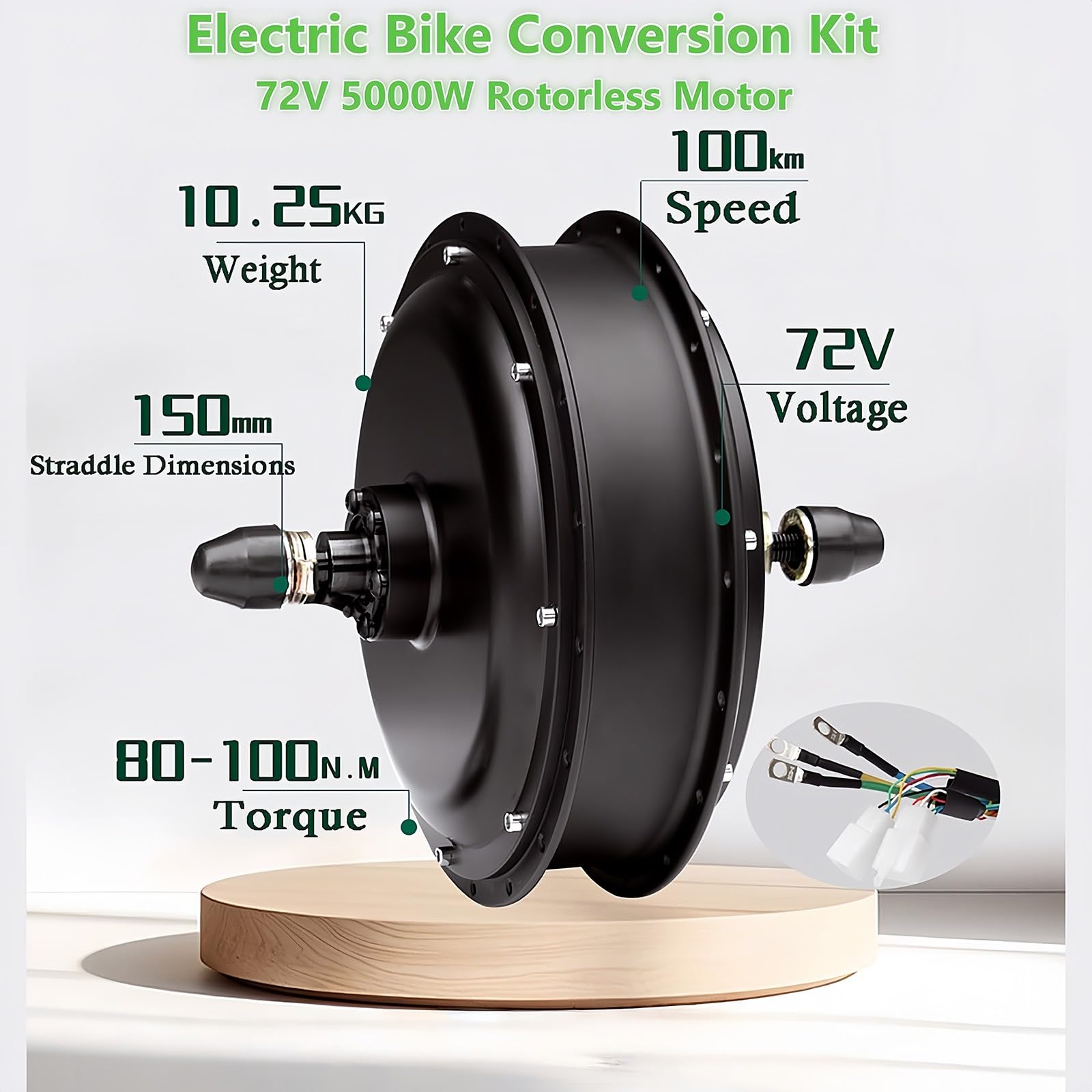 Zestaw do przebudowy roweru elektrycznego 72 V 5000 W, prędkość 100 km/h, tylne koło przesunięte 150 Mm, kompatybilny z MTB 24–29 cali, 5 KW, 3-trybowy kontroler 80 A,