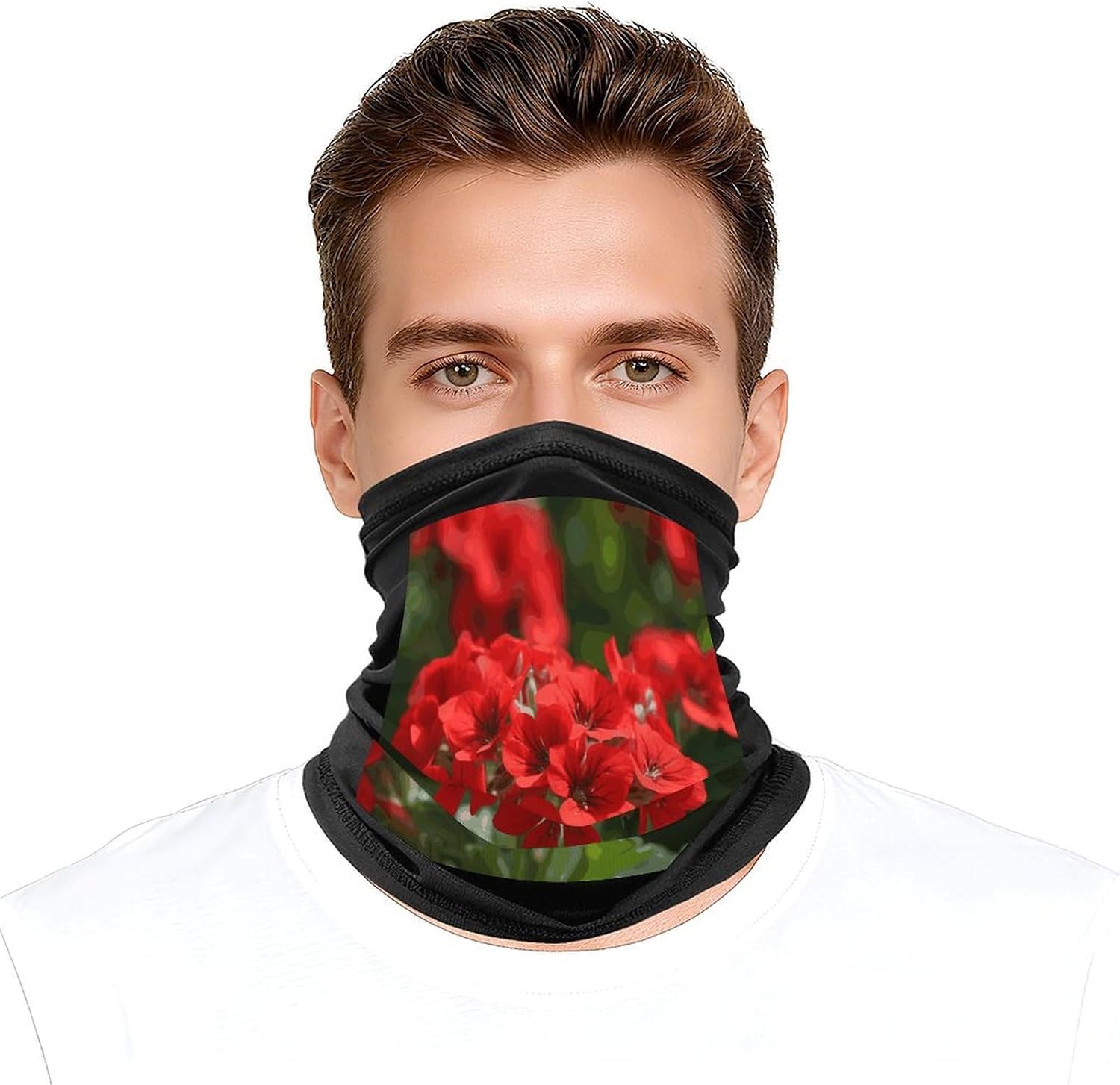 Red Geraniums Face Mask for Men Women,Neck Gaiter Sunscreen Breathable,Face Cover for Skiing Fishing Hiking Cycling