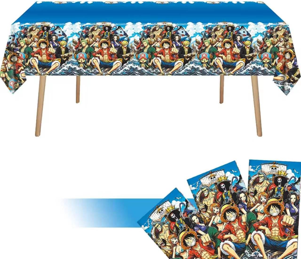 3PCS One Piece Birthday Tablecloth Decorations, Plastic Waterproof Tablecloths Cartoon Party Supplies for Boys Girls Fans Concert Birthday Party