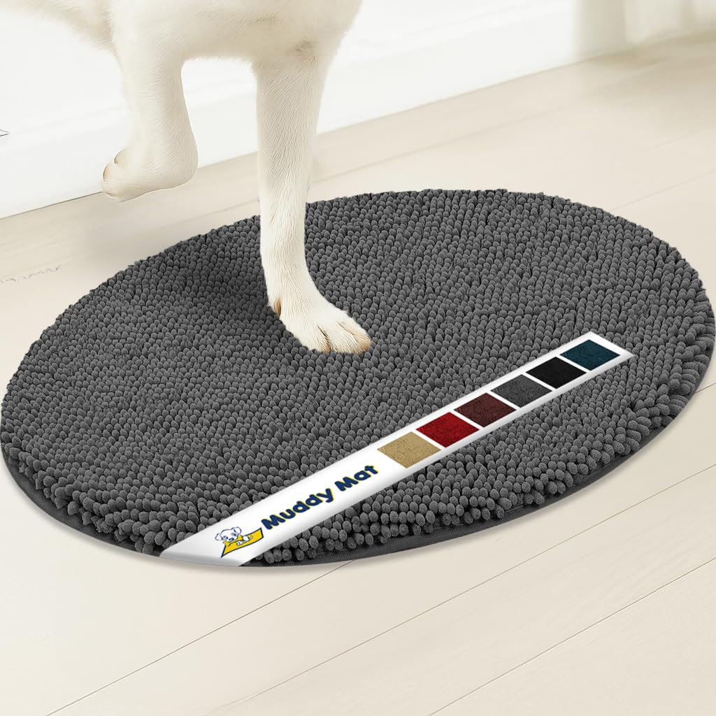 Muddy Mat® Shown on TV – Super Absorbent Microfiber Dog Door Mat for Muddy Paws, Non-Slip Washable Pet Rug, Quick Dry Chenille Entryway Carpet,