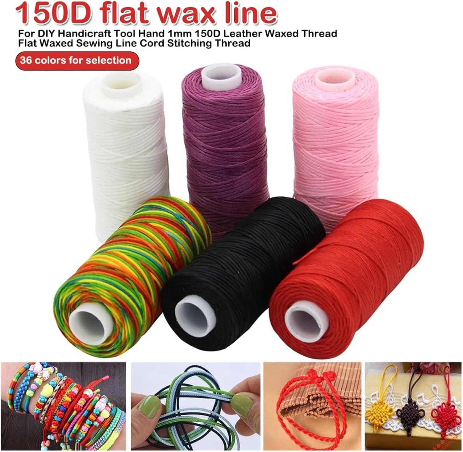 1mm 150D Leather Waxed Cord DIY Craft Tools Handmade Sewing Thread 50 Meters Flat Waxed Sewing Thread(NO 22)