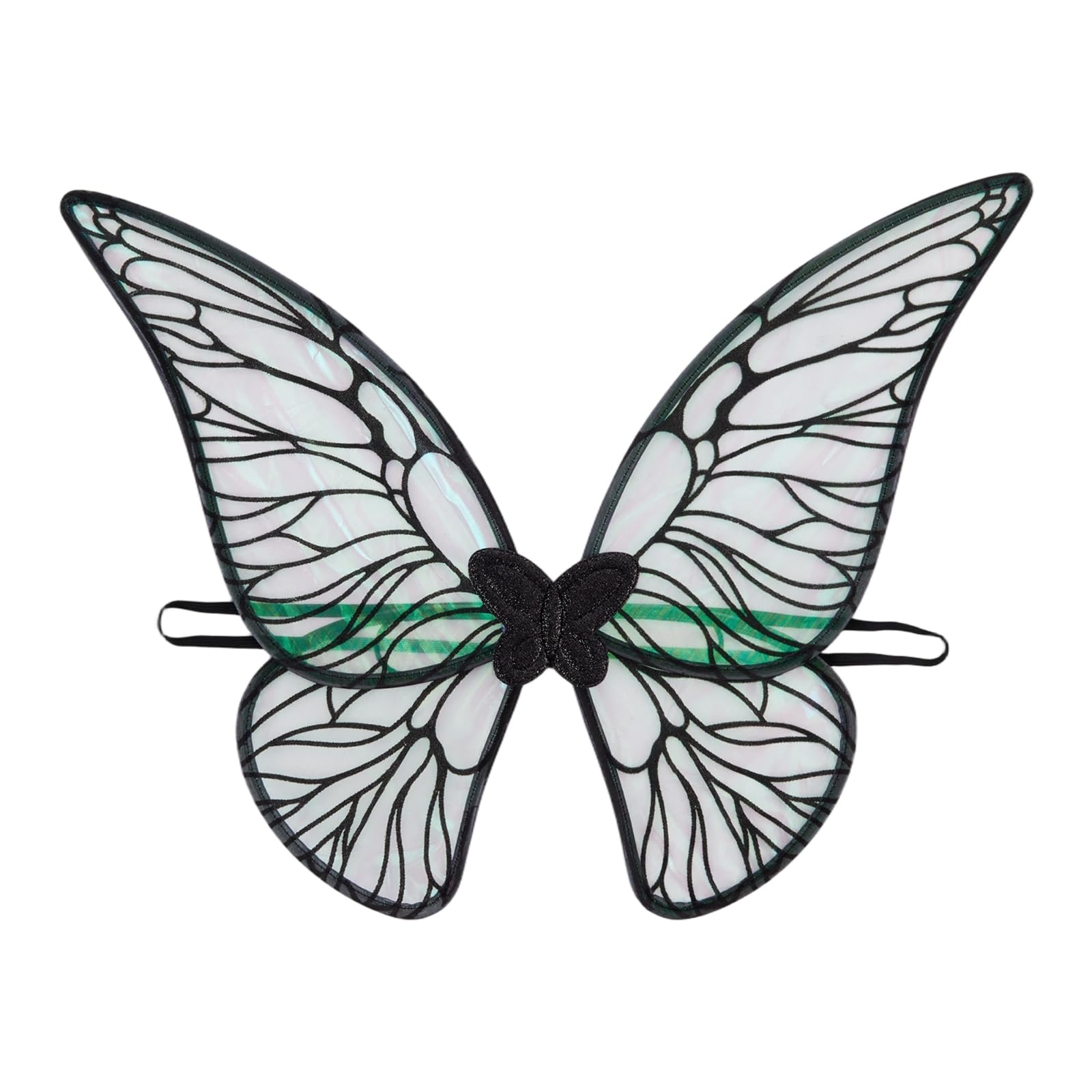 YILEEGOO Butterfly Wing for Girls Petite Women Iridescent Fairy Wing with Elastic Shoulder Straps for Stage Show and Birthday Play (Black, One Size)