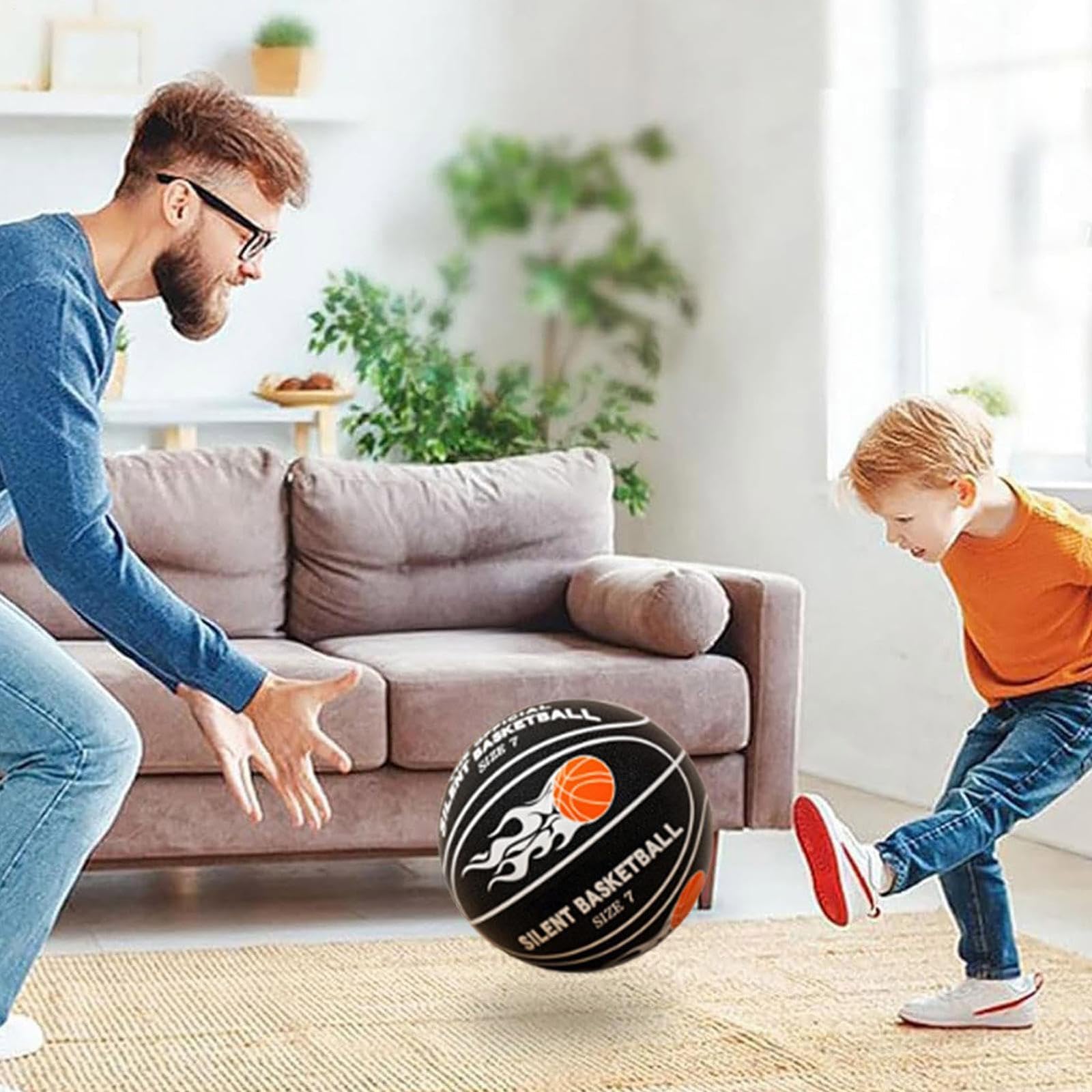 Ballon De Basket Silencieux Smousseball – Mousse Haute Densité, Taille 7, Rebond Pro Et Bruit Réduit à 2 DB – Pour Intérieur Et Extérieur