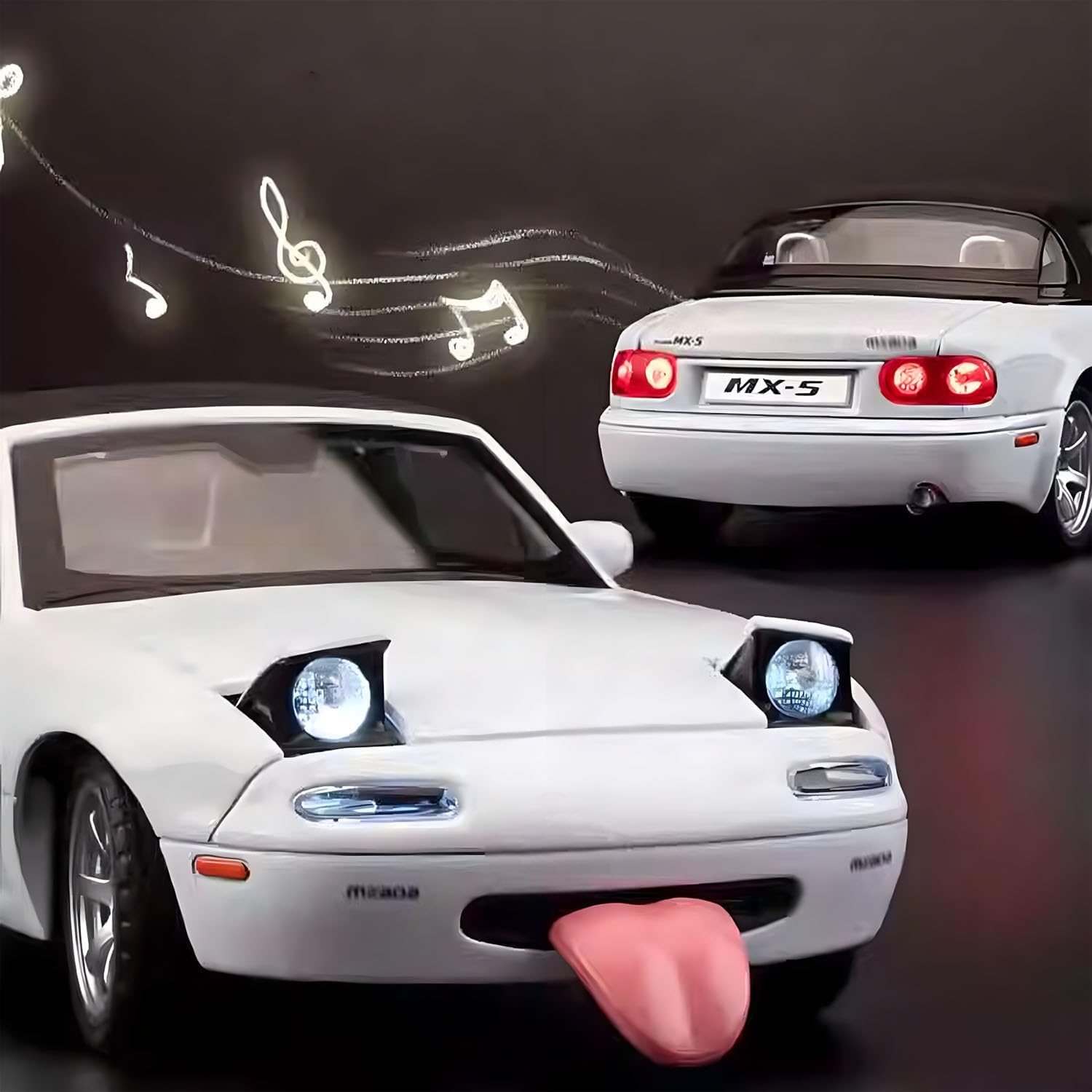 Miata MX5 Toy Car 1/32 Diecast Model Cars, Car Toys for Kids Age 4-7 Miata Gift for Boys Girls,Pull Back rc Sports car with Lighting & Sound (White)
