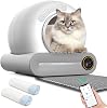 Tuya Smart Automatic Cat Litter Box, Extra-Large 65L Capacity, Self Cleaning, Odor Control, APP Control, Safety Protection for Multiple Cats with Litter Mat