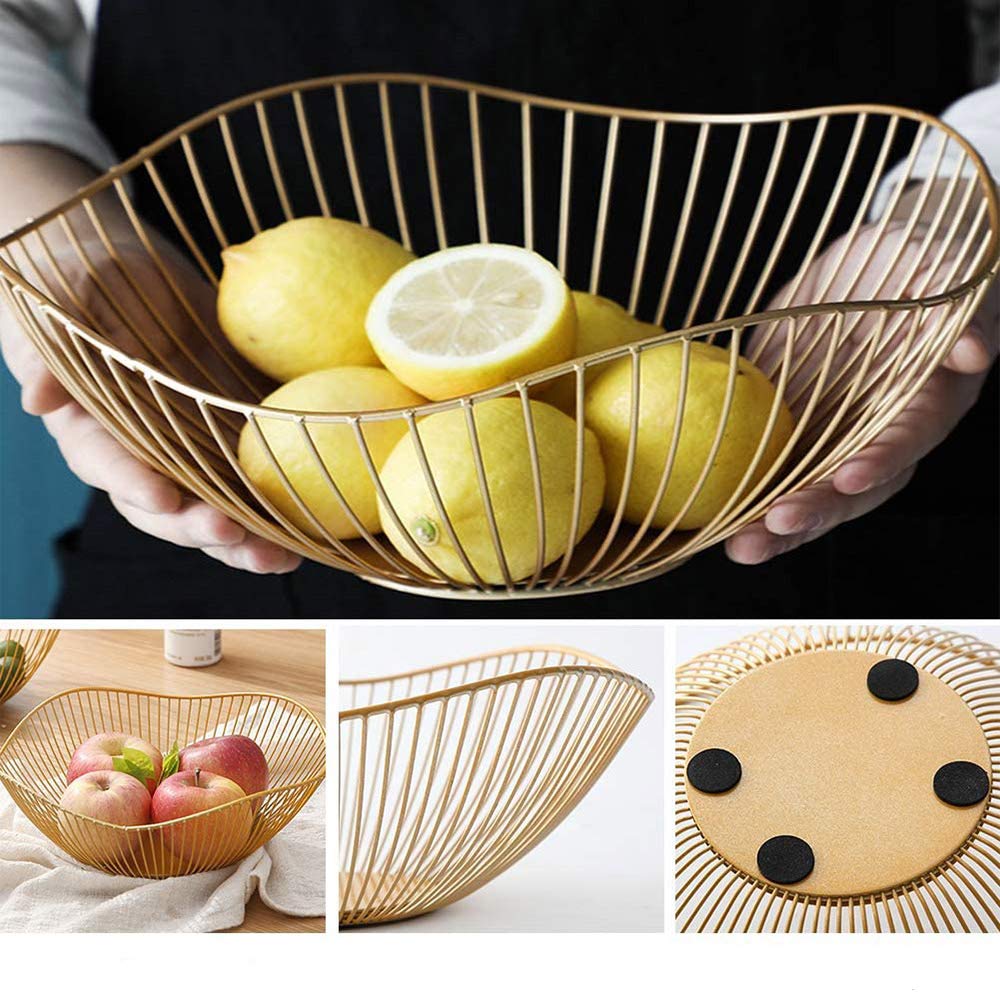 Cesto Per Frutta In Filo Metallico Nero - 27.5x9cm, Design Rotondo, Per Pane E Verdure - Foto 4