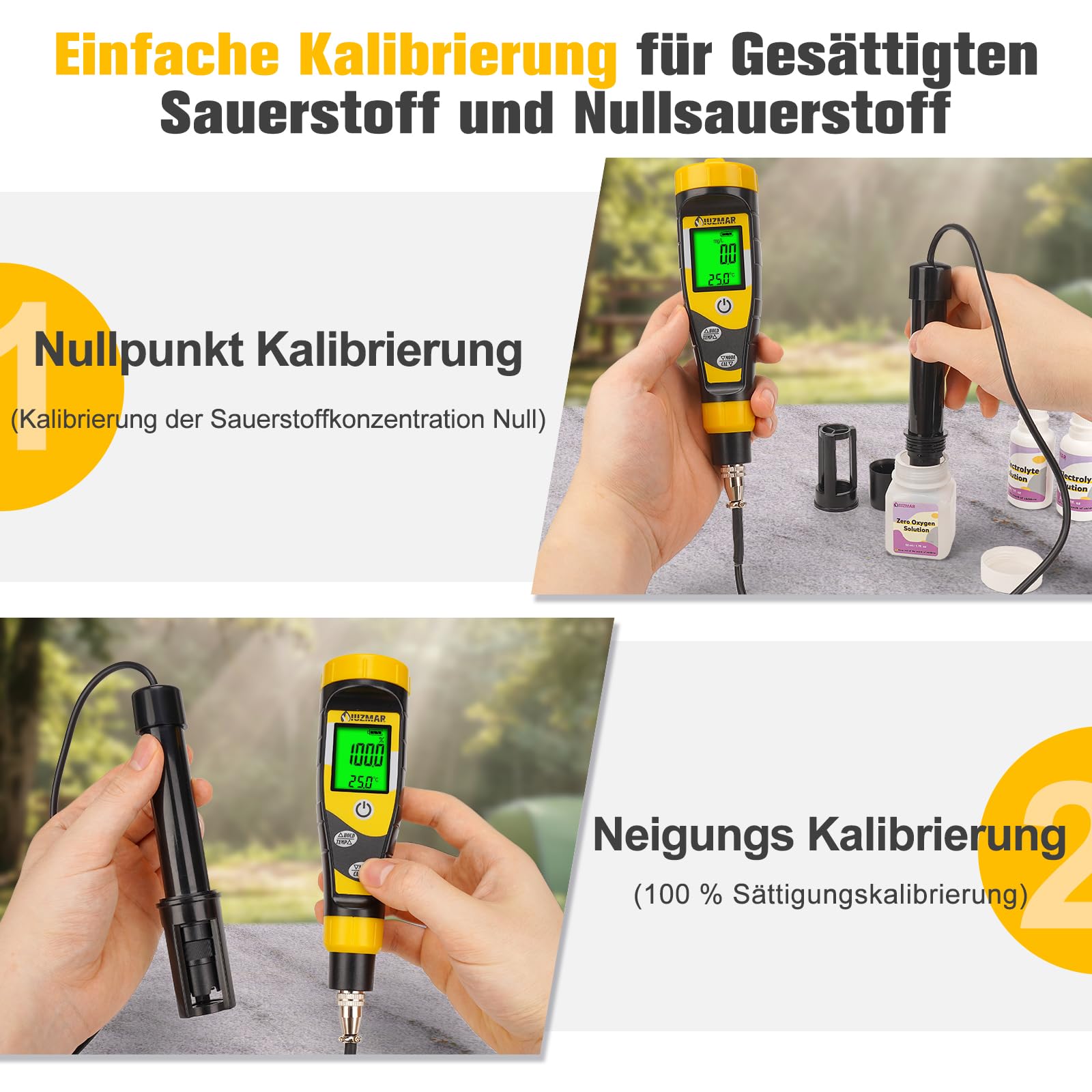 Messgerät für Gelösten Sauerstoff Tragbares Testkit für Gelösten Sauerstoff | Digitales Do Meter mit 3.6 Fuß Elektrode, für Teiche, Aquarien, Aquakultur mit Messbereich 0.0-40.0 Mg/L