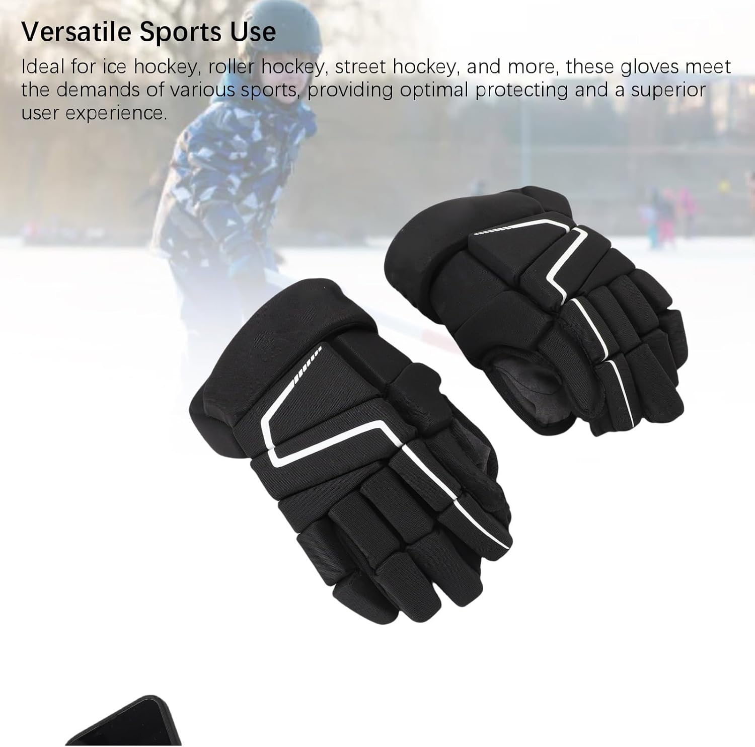 Ice Hockey Gloves, Nylon EVA Foam Protective Hockey Gloves Breathable Outdoor Roller Street Hockeys Glovess for Hockey Players