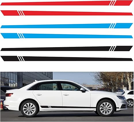 Amazon Kryzlh 2pcs スポーツレーシングストライプカーステッカーデコレーション サイドドアラインウエストラインビニールステッカー カーアクセサリーカーサイドスカートステッカー サイン マーク 車 バイク Amazon Kryzlh 2pcs スポーツレーシングストライプカーステッカーデコレーション サイドドアラインウエストラインビニールステッカー カーアクセサリーカーサイドスカートステッカー サイン マーク 車 バイク