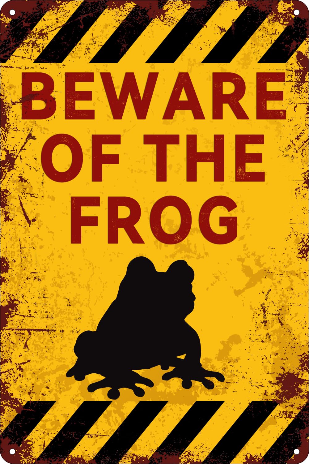Preeklen Tin Sign 085 Vintage Metal Tin Sign Beware Of The Frog Signs Retro Funny Warning Notice Sign Wall Decor Plaque For Home Farm Garden Backyard Patio Outdoor Decor 6X8 Inch