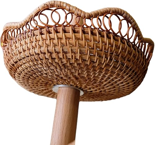 Miniatura 5 de LiLaCraft Bandejas de mimbre trenzado de 3 niveles para servir, soportes rústicos para servir en fiestas, pícnics, cocina, soportes para servir para