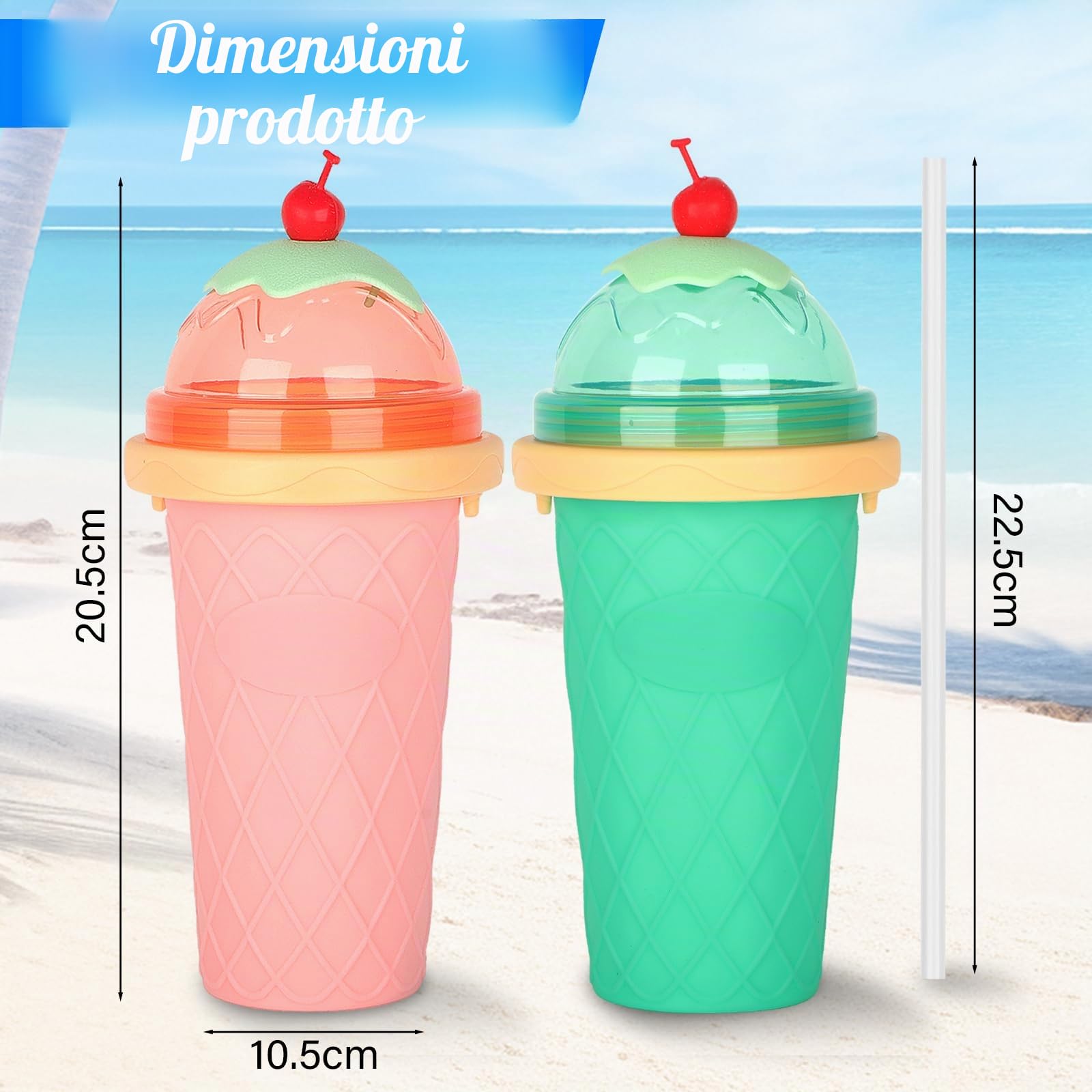2 Pezzi Slushy Cup, Cuppa Frullato Congelato in Silicone con Cannuccia e Cucchiaio 2 in 1, Fai Da Te