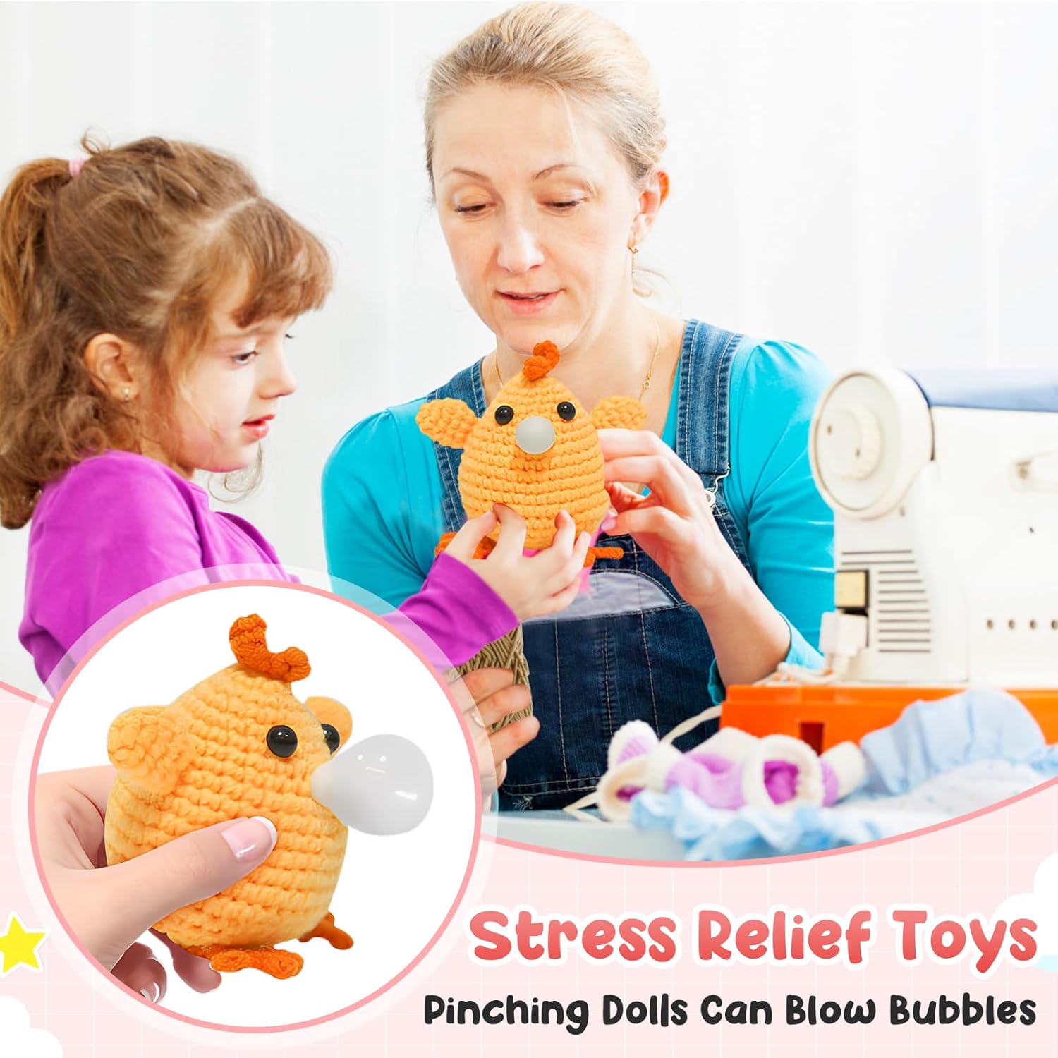 4Pcs Crochet Kit Complete Animal Crochet for Beginners Knitting Kit DIY Crochet Craft Kit Adorable Doll Chick Frog Octopus Starter Pack DIY Crochet Craft Kit with Step-by-Step Tutorials for Adults