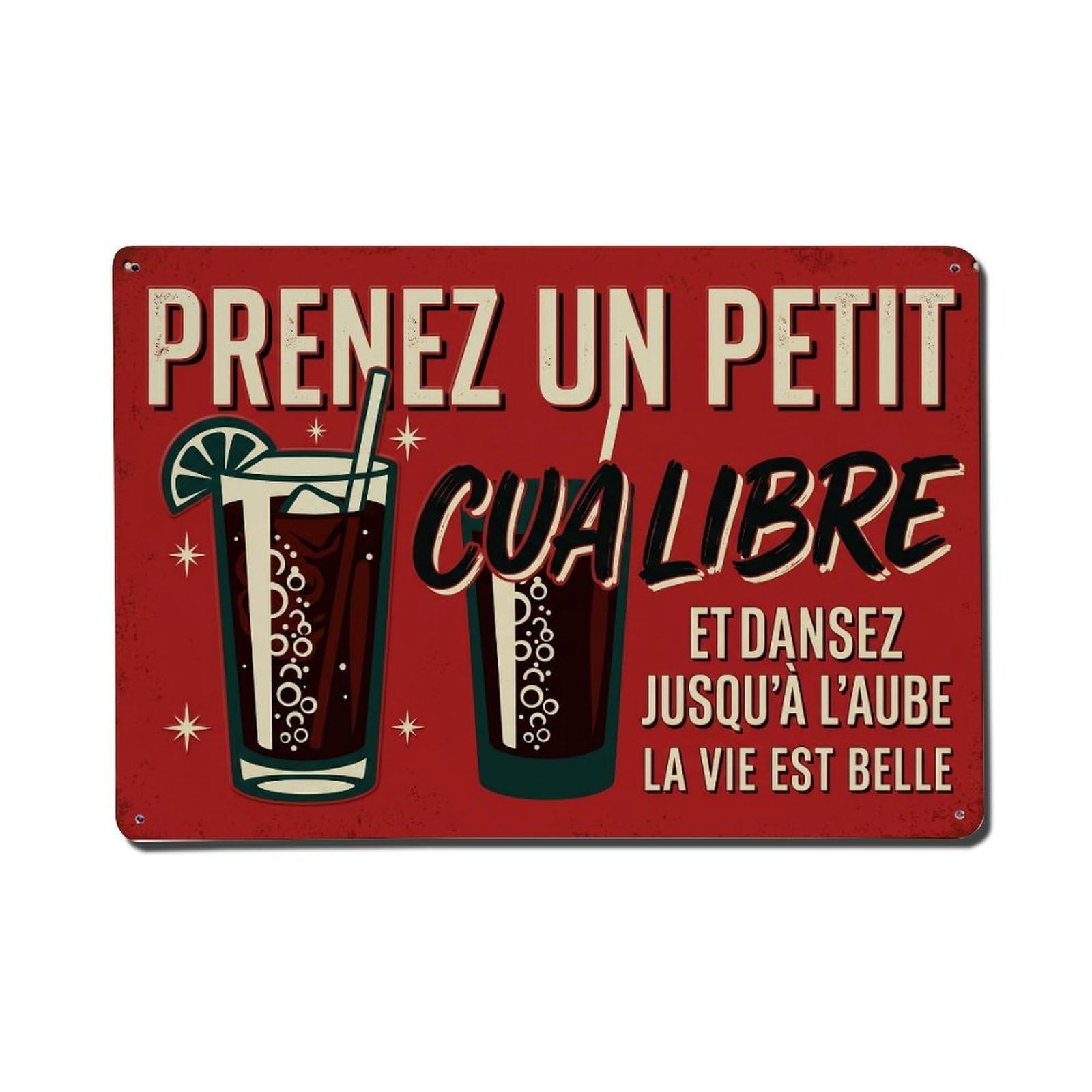 Cuba Libre Friends Gathering Metal Tin Sign Plaque Wall Decor for Cafe, Club Bar, Office, Home Garden Metal Poster 8x12Inch