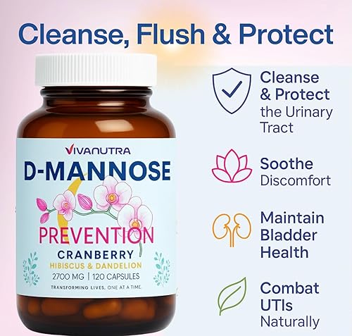 Miniatura 5 de Pastillas de arándano para mujeres con D-manosa – Suplementos de manosa D para mujeres + suplemento de arándano – Apoyo urinario diario, comodidad