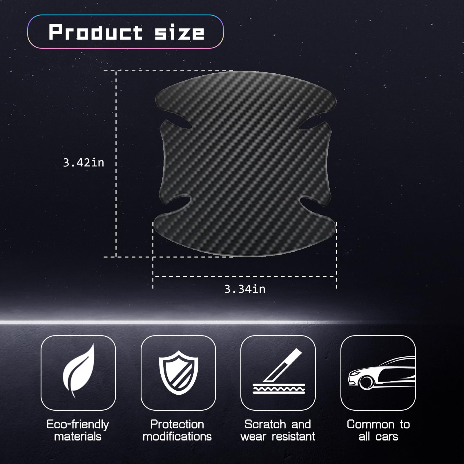 NGHEY 8 PCS Car Carbon Fiber Leather Door Bowl Film, 4.13